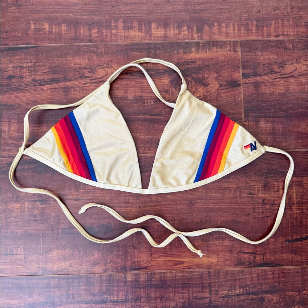 aviator nation 5 stripe triangle bikini top